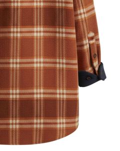 Camisa de Franela a Cuadros Marrón Oxidado Personalizada para Hombre, Chaqueta de Manga Larga con Botones, Sobrecamisa Cálida con Bolsillos Dobles en el Pecho - Product Image 5