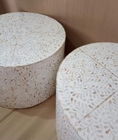 Console en incrustation d'os, table basse en incrustation d'os, design d'inspiration bohème par f s international
