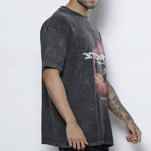 2025 haute qualité Offre Spéciale tenue à la mode nouveaux hommes lavage à l'acide t-shirt conception solide imprimé nouveau Look hommes lavage à l'acide t-shirt - Product Image 3