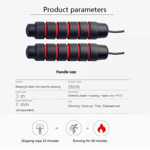 Corde à sauter numérique réglable 3M avec poignées en mousse noires et rouges, capteur, équipement d'entraînement de fitness intérieur/extérieur - Product Image 4