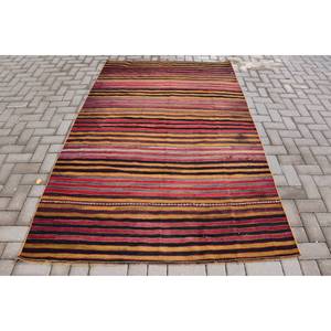 Tapis traditionnel rouge noir Vintage turc 5.2X7.6 pieds grande surface Patchwork Design laine matériel Latex pour couloir chambre - Product Image 1