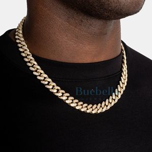 ราคาที่ดีที่สุด12มม. แข็ง925สเตอริ่งเพชรชุบทอง18kgold Plated viced Moissanite cuban Link Chain เครื่องประดับฮิปฮอป - Product Image 3