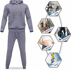 <b>Men's</b> Solid Spring 2-in-1 <b>Hoodie</b> Sweatsuit Full-Zip Thick Fleece Casual Jogger Set Outdoor Sportswear - Product Image 2