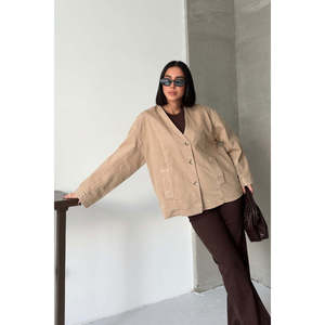 Chaqueta vaquera extragrande para mujer con forro, ropa exterior cómoda - Product Image 2