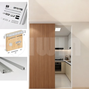 Kit de rails coulissants invisibles pour porte en bois, idéal pour toilettes, cuisine et chambre - Product Image 2