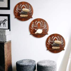 Étagères murales modernes en bois avec motif sculpté pour chambre, salon et dressing - Rangement et décoration intérieure - Product Image 5