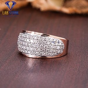 Anillo de oro rosa con diamantes de corte redondo TDW 1.685 por Lab-Stone/Anillo de diamantes de lujo/Color DE LA EF-VS - Product Image 2