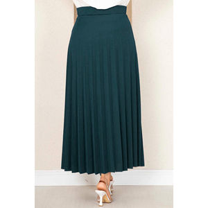 Casual <b>Elastic</b> Waist Pleated Hijab <b>Skirt</b> Petrol Breathable Satin Denim Fabric Soft Ruffles Belt Print Decoration Free Size for - Product Image 2