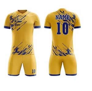 Tenue de football unisexe personnalisable en tissu 100 % polyester respirant, impression par transfert thermique, nom d'équipe personnalisé, haute qualité pour adultes - Product Image 1