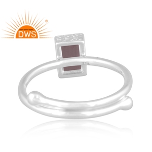Anillo apilable de piedras preciosas de cuarzo ahumado Natural de plata de ley fina más vendido Fabricante de joyería personalizada - Product Image 4