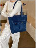 Bolso Tote de Mezclilla Personalizado, Bolso de Hombro de Lona de Gran Capacidad, Bolso Casual Azul Lavado para Mujer, OEM ODM con Logotipo Personalizado