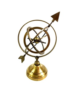 Sphère d'Armillaire Antique en Laiton, Globe du Monde Fait à la Main Style Vintage Art Déco Gravé Globe Nautique de Table Armillaire - Product Image 1
