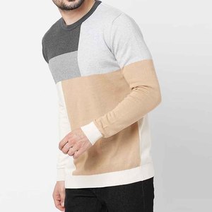 เสื้อสเวตเชิ้ตผู้ชายผ้าฝ้ายฟลีซคุณภาพสูง OEM 100% ทรงปกติ แขนยาว คอโอ ตัดต่อสี  แบบหนา  ปรับแต่งได้  ลาย 3 มิติ สำหรับฤดูใบไม้ร่วง - Product Image 3