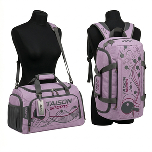 Women Table Tennis Bag Premium 320 GSM Polyester Heather Grey Multi Panel Sports <b>Backpack</b> With Heat Transfer Custom Logo Durable - Product Image 3