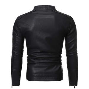 <b>New</b> Style Fashion Zipper up Leather Jacket High Quality Men Fashion Leather Jacket Custom Logo Outdoor Wear Comfortable Jacket - Product Image 5