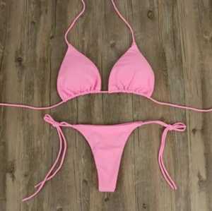 Conjunto de Bikini personalizable con logo y cinturón de malla con cordón bordado disponible letra Paisley 2 uds lavado liso teñido - Product Image 3