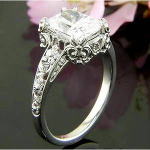 925 Silver Radiant Cut Wedding Band Vintage 2.50 CTW Original Moissanite Diamond Engagement Ring Fine Jewelry for Women - Product Image 4