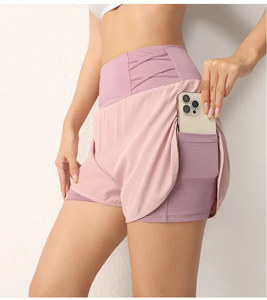 Pantalones cortos deportivos para mujer, pantalones cortos de doble capa para correr, verano, gimnasio, entrenamiento, Yoga, Jogging, ropa deportiva, pantalones inferiores - Product Image 1