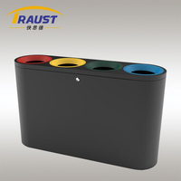 Traust 4-en-1 Structure debout en acier Poubelle extérieure/intérieure et conteneur de recyclage Modèle de poubelle à couvercle de poubelle à compartiments multiples