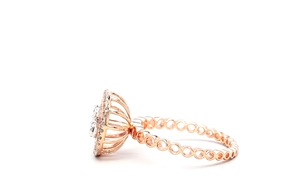 Anillo de diamante de laboratorio de racimo de Halo redondo inspirado en la rueda de oro rosa de 14 quilates para ocasiones de boda - Product Image 2