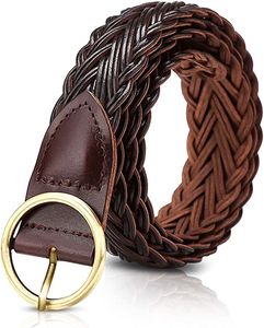 เข็มขัดหนังทอมือของผู้หญิงดีไซน์วินเทจถักด้วยหัวเข็มขัดโลหะผสมทองเหลืองแข็งความยาวพิเศษสไตล์ลำลองทำจากอินเดีย - Product Image 1