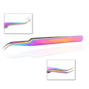Pinces à épiler en acier inoxydable pour extensions de cils, multicolores, pour une prise parfaite des cils, fabriquées à la main - Product Image 1