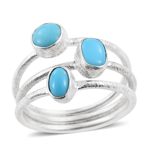 Blue Turquoise Cabochon Gemstone Ring 925 Sterling Silver Boho <b>Middle</b> <b>Finger</b> Jewelry December Birthstone <b>Gift</b> Accessory - Product Image 1
