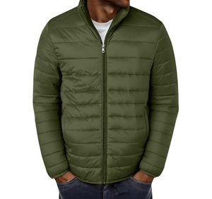 Custom Logo Plus Size Men's Black Zipper Puffer Jacket with Shiny Design Outdoor Casual Warm 100% Wool-<b>Lined</b> <b>Coat</b> Wholesale - Product Image 1