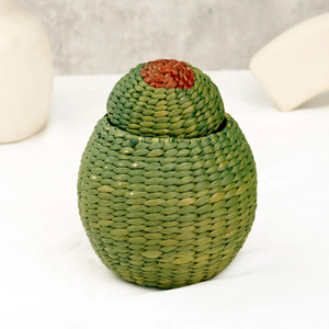 Panier de rangement rond en fibre de coco tissé à la main avec couvercle - Product Image 2