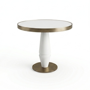Mesa Redonda Moderna para Restaurante con Tapa de Vidrio y Base de Pedestal Metálico, Diseño Contemporáneo para Espacios Comerciales de Comedor - Product Image 1