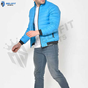 Blouson matelassé léger et respirant pour homme, coupe-vent, écologique, avec col montant et motif lettre sur le devant, idéal pour l'hiver - Product Image 5