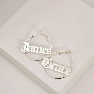 ต่างหูห่วงแบบสั่งทำตามแบบได้24มม. ห่วงชื่อวงกลมของขวัญสุดหรูสำหรับเครื่องประดับตามสั่ง - Product Image 1