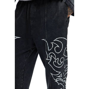 Pantalon Oversize Décontracté en Molleton 100% Coton avec Logo Brodé Personnalisé, Imprimé Sérigraphié, Coupe Droite et Légère, Effet Délavé, Style Streetwear - Product Image 4