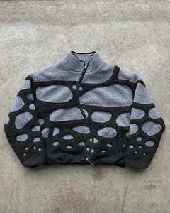 Veste d'hiver épaisse réversible en polaire sherpa noire vieillie, imprimé animal, personnalisable OEM, unisexe - Product Image 6