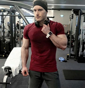 Camiseta personalizable para entrenamiento de gimnasia para hombre, 240g, material transpirable de secado rápido con logotipo fuerte, patrón sólido, servicio OEM - Product Image 3