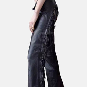 Chaps en cuir de haute qualité sur mesure pour femme, service OEM, faible MOQ, chaps en cuir pour femme fabriqués au Pakistan - Product Image 6