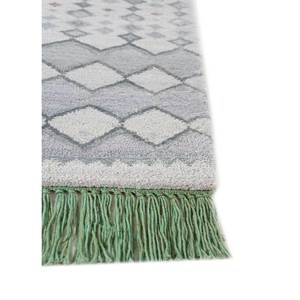 Tapis Manchaha bleu noué à la main en laine et soie de bambou, épaisseur 10 mm, motif géométrique abstrait, rectangulaire, pour couloir et maison, modèle Les-1758 - Product Image 4