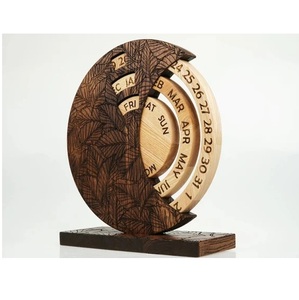 Bán buôn tùy chỉnh Laser khắc bàn vĩnh viễn lịch tròn ngày tháng năm vĩnh cửu lịch bằng gỗ để trang trí - Product Image 3