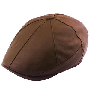 2024 High Quality Men's PU Leather <b>Newsboy</b> Caps Custom Logo New Fashion Hip Hop Style Winter Casual Flat Brim <b>Hat</b> - Product Image 4