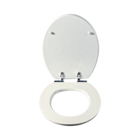 Abattant de toilettes rond 18'' au design moderne en bois à fermeture douce avec charnière en alliage de zinc et impression par transfert à chaud