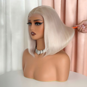 Parrucche Lace Front in Capelli Brasiliani Biondi Decolorati 613, Vergini, Densità 180%, Senza Colla, <span class=keywords><strong>Bob</strong></span> <span class=keywords><strong>Corto</strong></span> 12 Pollici, Grado 10A per Donne - Product Image 3