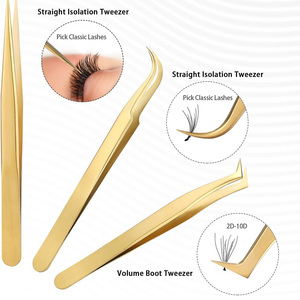 Ensemble de pinces à extensions de cils en acier inoxydable avec étiquette personnalisée, haute qualité, prise parfaite, accessoires d'instruments de beauté - Product Image 2
