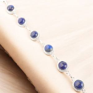 Zircon Sterling <b>Silver</b> Handmade Gemstone Adjustable Bracelet Simple Classic Design Luxury Gift for <b>Women</b> - Product Image 5