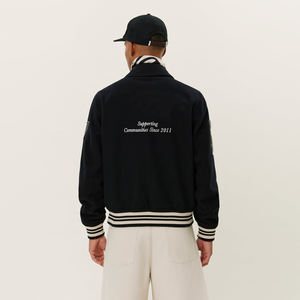 Custom 100% Wool Vintage <b>Varsity</b> Stand Collar Baseball <b>Bomber</b> Winter <b>Jacket</b> with Polyester Quilted Lining Custom Size for <b>Men</b> - Product Image 4