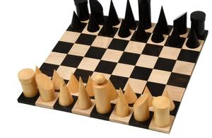 Pions d'échecs géométriques minimalistes, design sans jointure en bois d'ébène et de buis naturel, roi de 3,4 pouces, au meilleur prix - Product Image 2