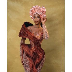 Copper Rose Couture George Luxury Gele Wrap con diseño esculpido y llamativo - Product Image 3