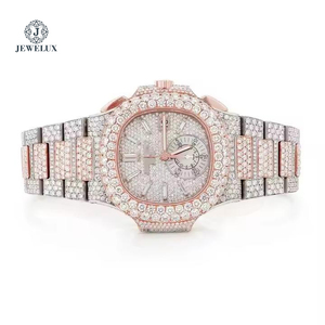 Premium Hip Hop Rose Gold Watch Full Moissanite Diamond Iced Out Analog Dial Elegant Stainless Steel <b>Band</b> - Product Image 1