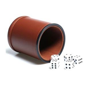 Vaso agitador de dados de cuero con logotipo personalizado – Vaso agitador de dados de casino silencioso con forro de terciopelo para juegos de mesa y juegos de dados de cuero - Product Image 3