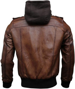 <b>Men's</b> Genuine Leather Bomber <b>Jacket</b> Canvas Waterproof Winter Casual Stylish <b>Biker</b> OEM Service Wholesale - Product Image 5