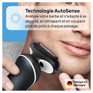 Afeitadora Eléctrica Rotativa para Hombre, Inalámbrica, Blanca, con 3 Cuchillas, Resistente al Agua IPX7 y Lavable, para Barbas Difíciles - Product Image 3